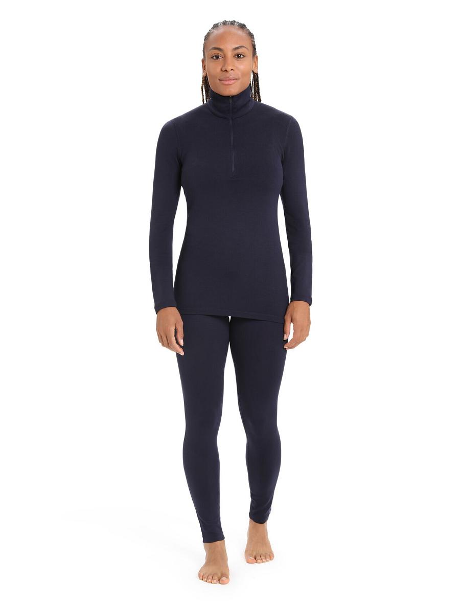 Base Layers Icebreaker Merino 260 Tech Long Sleeve Half Zip Thermal Top Femme Bleu Marine | FR 1914DFMN